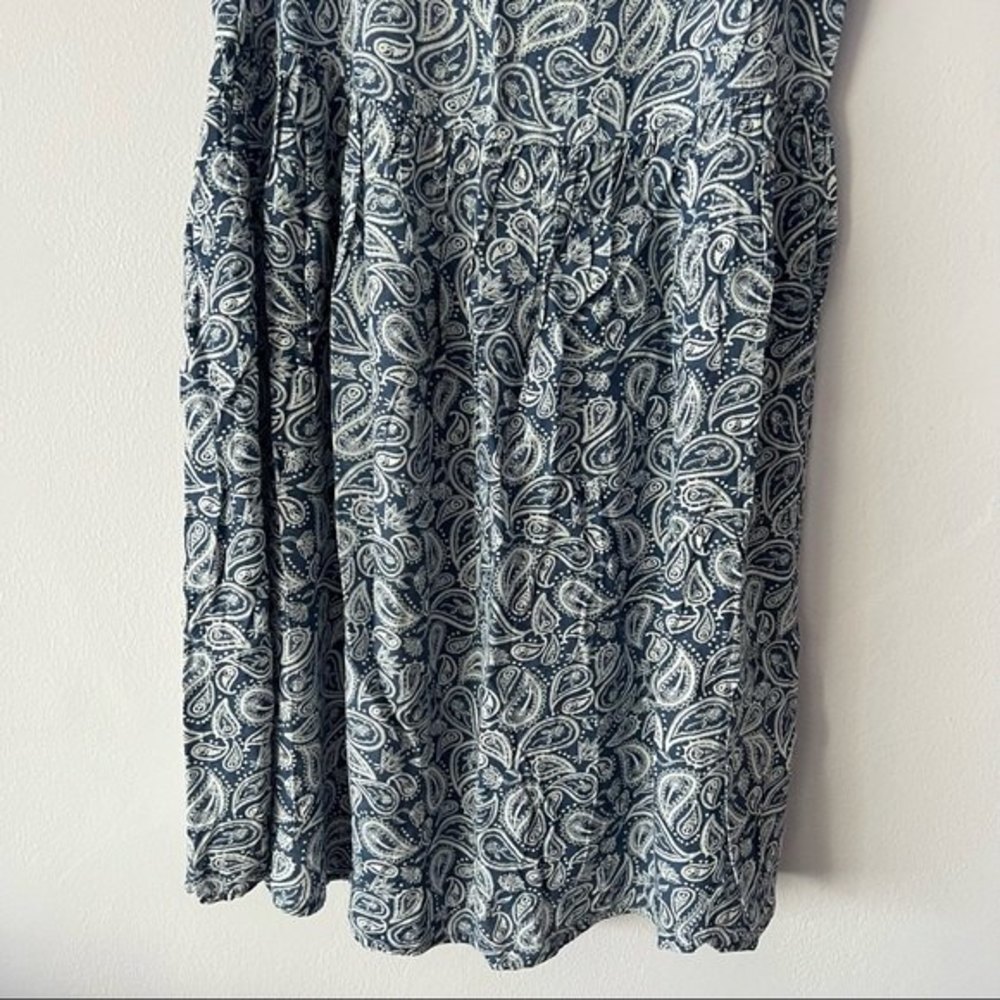 🍉 H&M Paisley Print Boho Sleeveless Button Down Back Flare Dress - Picture 4 of 8